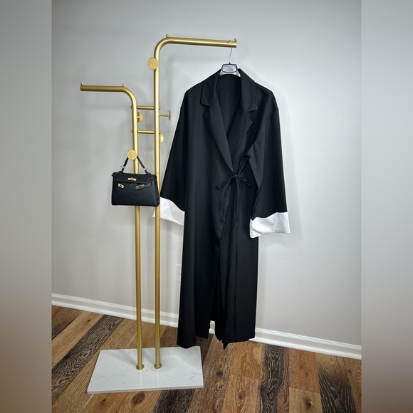 Black and White wrap Long Modest Abaya Dress - Picture 1 of 11